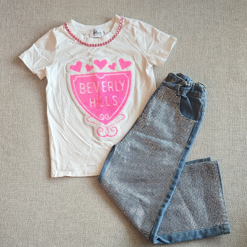 Lola + The Boys T-Shirt & Rhinestone Jeans Set